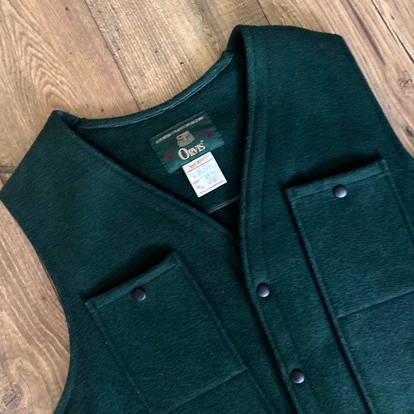 Orvis Other - Orvis Wool Vest Men's Large Forest Green Snap Front Utility Pockets Winter Wear